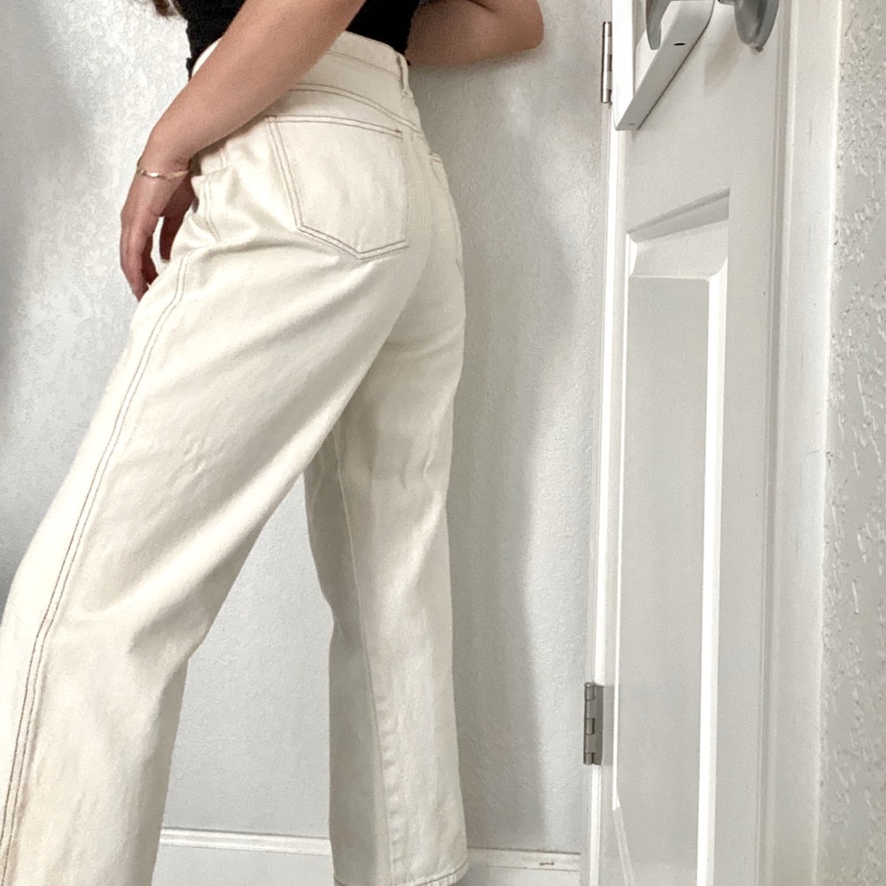 OAK + FORT OFF WHITE WIDE LEG DENIM